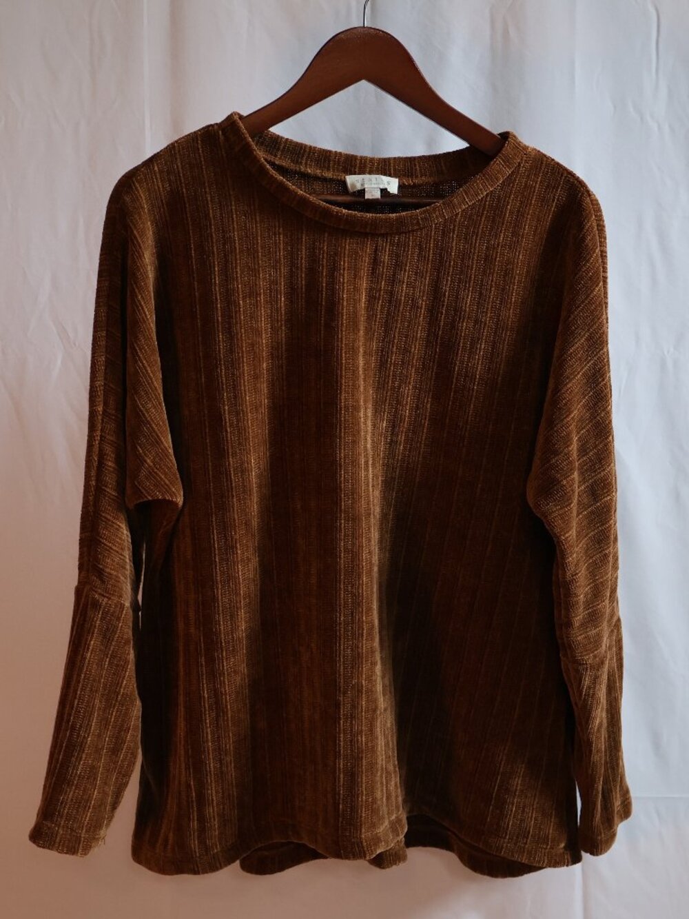 Status by Chenault Brown Ribbed Chenille Sweater, Size XL